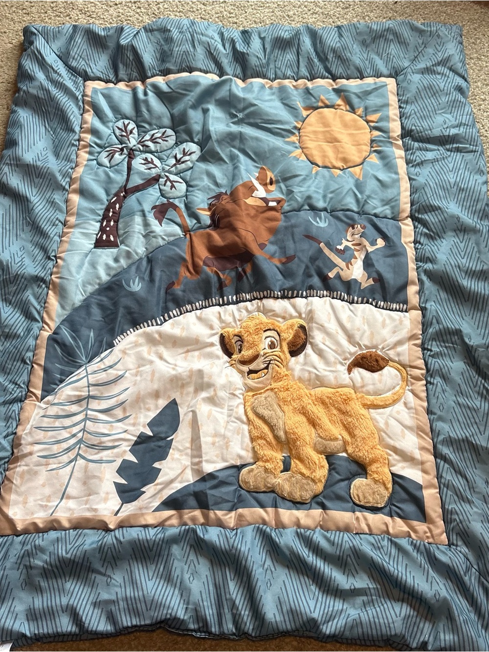 Disney Simba Baby Comforter Blanket Lambs & Ivy Lion King Blue Crib
